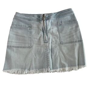 ABERCROMBIE & Fitch Sz 8 Jean Skirt Light Wash Half Zip Festival Boho Summer